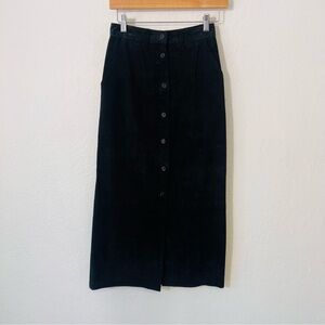 TOFFS Vintage 1990s Western Boho Coastal Cowgirl Button Down Back Suede Skirt 4